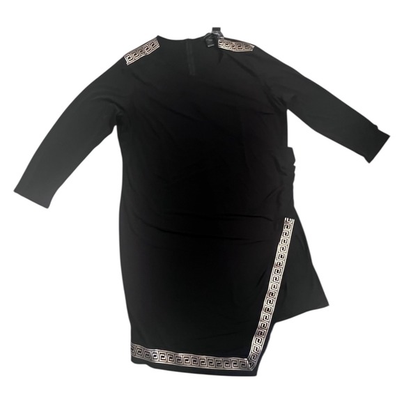 Ashley Stewart Plus Sz 30/32 Black Gold Holiday Party Dress Asymmetrical Hem NWT - Picture 16 of 16